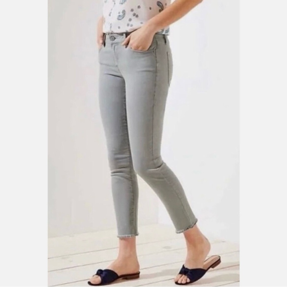 Loft Tie Dye Raw Hem Skinny Jeans Gray Size Medium 10/30